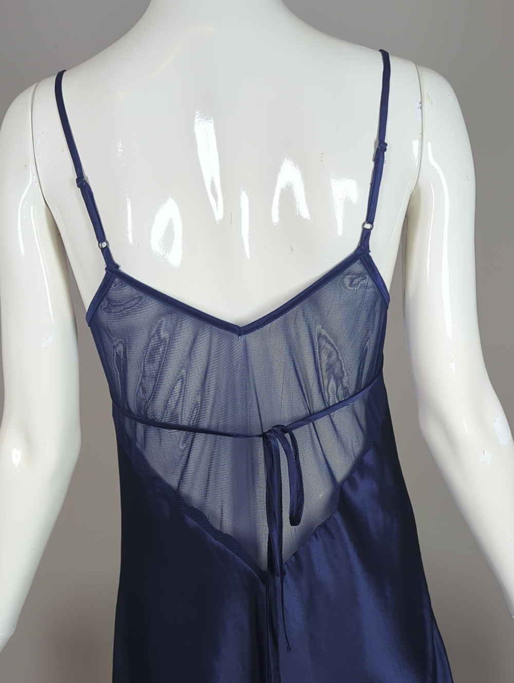 La Senza Slip Dress Navy Satin Cowl Neck Jewels Size Small Maxi - Picture 3 of 11